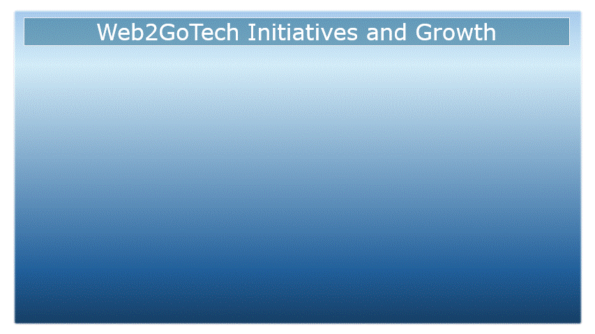 A gradient background featuring the text 'Web2GoTech Initiatives and Growth' at the top.